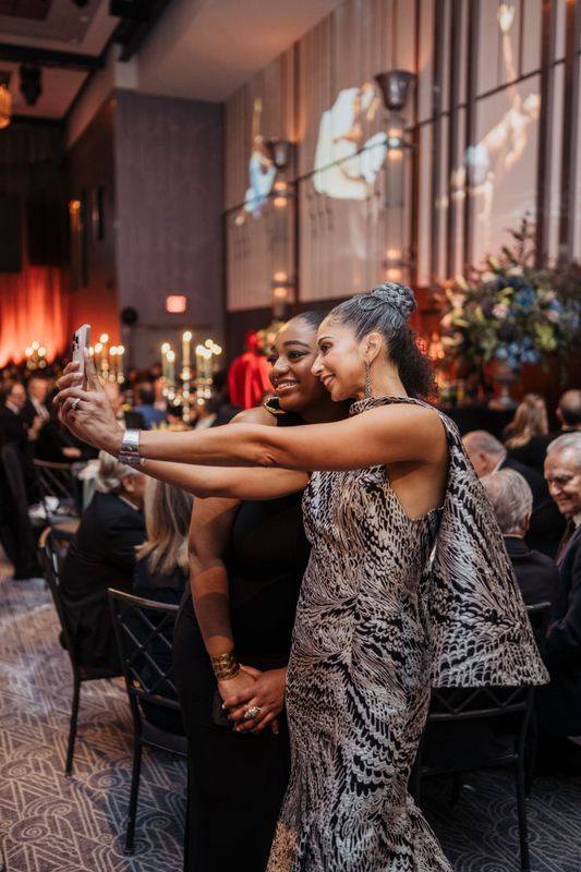 Samara Joy and AAADT's Artistic Director Alicia Graf Mack at the 2025 Opening Night Gala