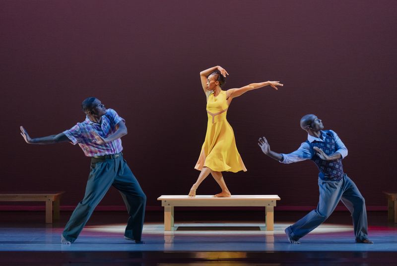 Alvin Ailey American Dance Theater's Solomon Dumas Constance Stamatiou and Xavier Mack in Fredrick Earl Mosley's Embrace