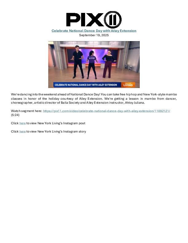 PIX11_NYLiving_Extension_NationalDanceDay_Mambo_AhtoyJuliana_Broadcast_09.19.25_NOTEASERS