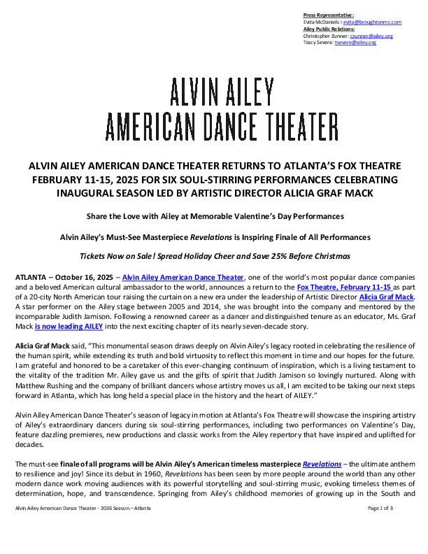 Alvin Ailey ATL 2026 Announcement Release_FINAL