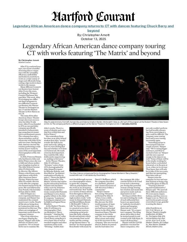 HartfordCourant_AileyII_USTour_FrancescaHarper_Feature_10.13.25_PRINT