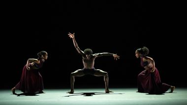 Ailey II's J. Ammons K. Abu and A. Smalls in Renée I. McDonald's Likes vs Life. Photo by Nir Arieli