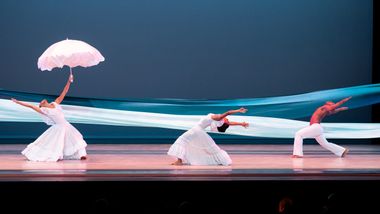 Alvin Ailey American Dance Theater's Constance Stamatiou, Jacquelin Harris and Renaldo Maurice in Alvin Ailey's Revelations