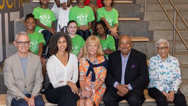 Bennett Rink, Alicia Graf Mack, Nasha Thomas, Rachel McCaulsky and members of the Board with New York AileyCampers