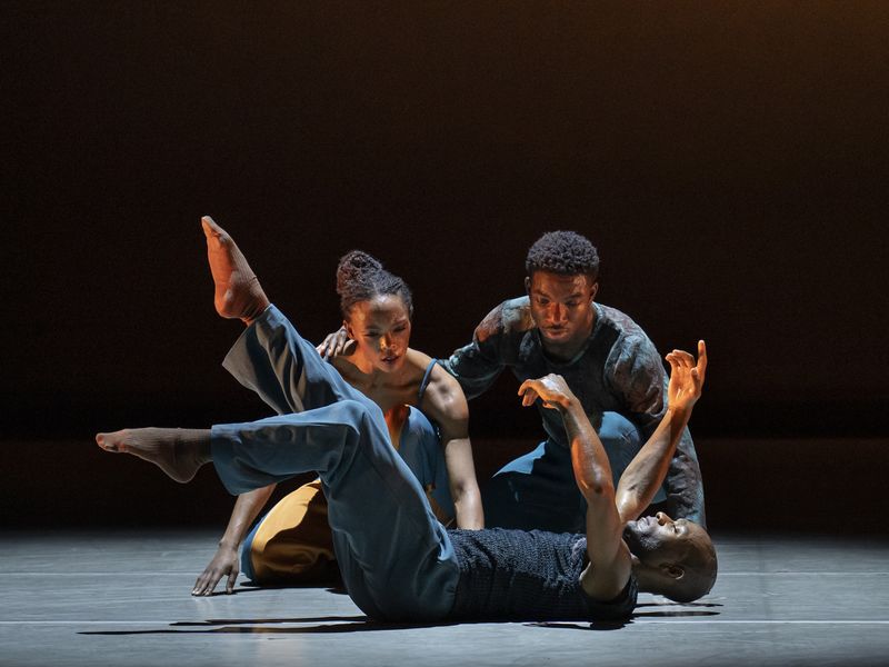 Alvin Ailey American Dance Theater's Xavier Mack, Samantha Figgins, and Isaiah Day in Matthew Neenan's Difference Between