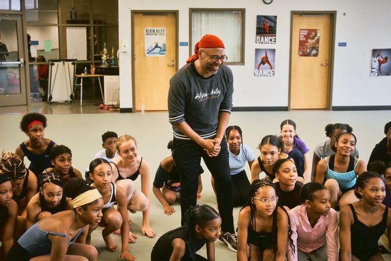 AILEY's Associate Artistic Director Matthew Rushing with participants at Ailey Experience Atlanta 2026