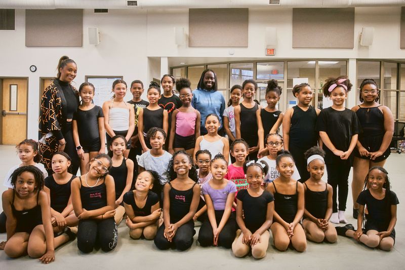 Jai McClendon Jones and Yazzmeen Laidler with participants at Ailey Experience Atlanta 2026