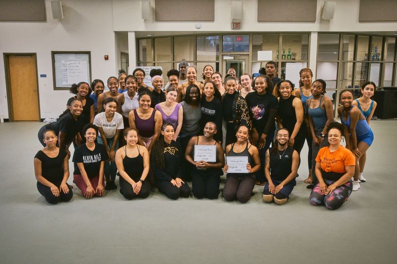 Yazzmeen Laidler, Lisa Willingham, and Jai McClendon Jones with participants at Ailey Experience Atlanta 2026. 