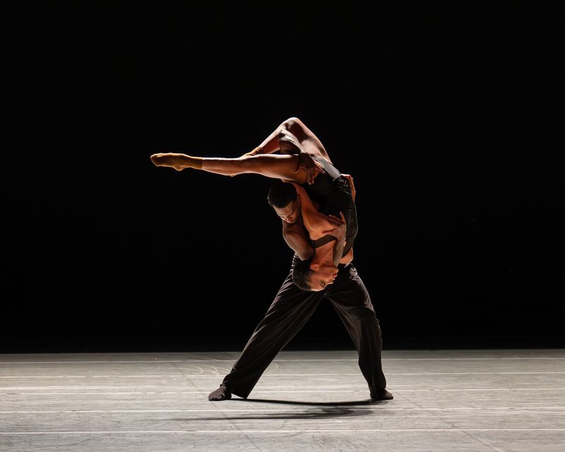 Alvin Ailey American Dance Theater's Constance Stamatiou and Leonardo Brito in Medhi Walerski's Blink of an Eye