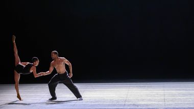 Alvin Ailey American Dance Theater's Constance Stamatiou and Christopher Taylor in Medhi Walerski's Blink of an Eye