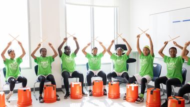 Children's Aid/AileyCamp New York participants in percussion