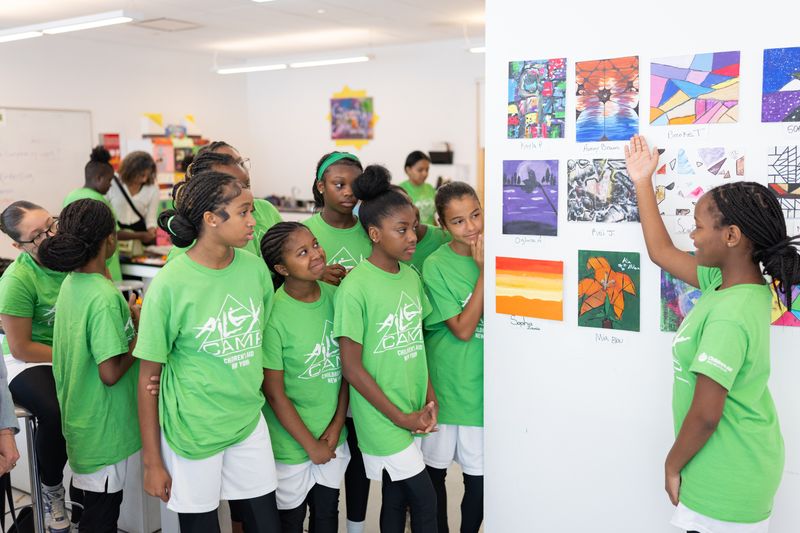 Children's Aid/AileyCamp New York participants sharing their projects in Creative Communications class