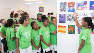Children's Aid/AileyCamp New York participants sharing their projects in Creative Communications class