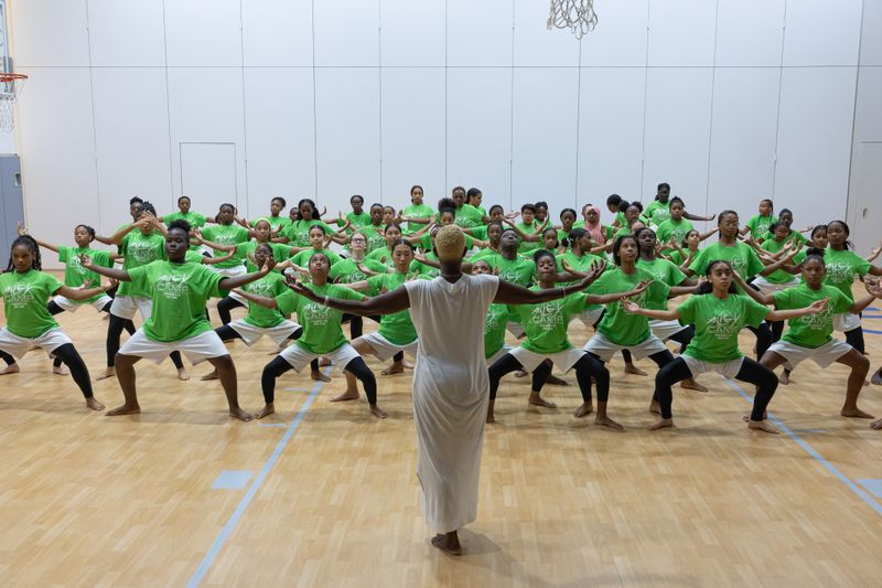 Nasha Thomas rehearsing Judith Jamison's Hymn with AileyCamp New York