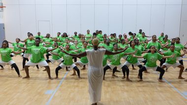 Nasha Thomas rehearsing Judith Jamison's Hymn with AileyCamp New York
