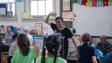 Finding Grace Residency at Dos Puentes Elementary School led by Ailey Teaching Artist Theara Ward