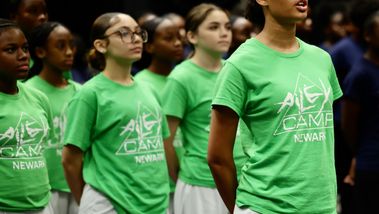 AileyCamp Newark reciting daily affirmations. Photo by Nicole Tintle