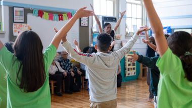 Finding Grace Residency at Dos Puentes Elementary School led by Ailey Teaching Artist Theara Ward