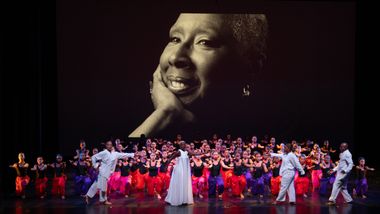 AileyCamp Newark Leadership with participants performing an excerpt of Judith Jamison's Hymn