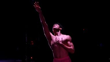 Alvin Ailey American Dance Theater's Sebastian Garcia in Judith Jamison's Hymn. Photo by Xavier Mack