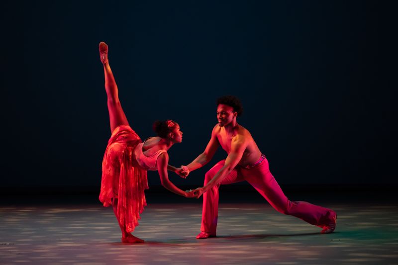 Ailey II's Jada Ammons and Christian Butts in Alvin Ailey's Flight Time. Photo by Nir Arieli
