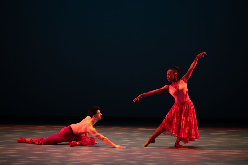 Ailey II's Adanna Smalls and Eric J. Vidaña in Alvin Ailey's Flight Time. Photo by Nir Arieli