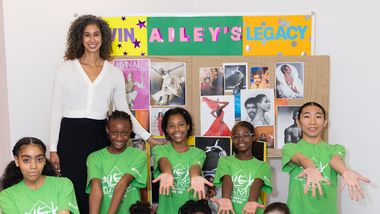 Artistic Director Alicia Graf Mack with AileyCamp New York participants