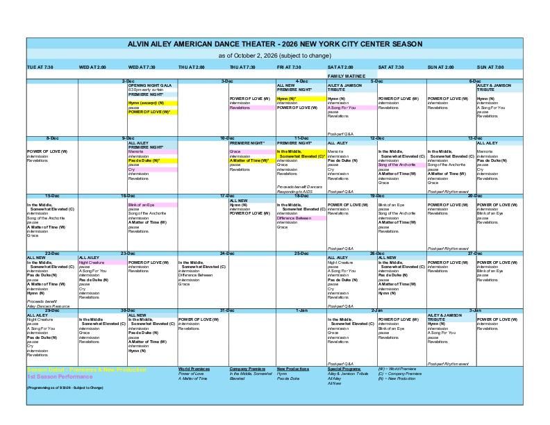 AILEY 2026 New York City Center Calendar v