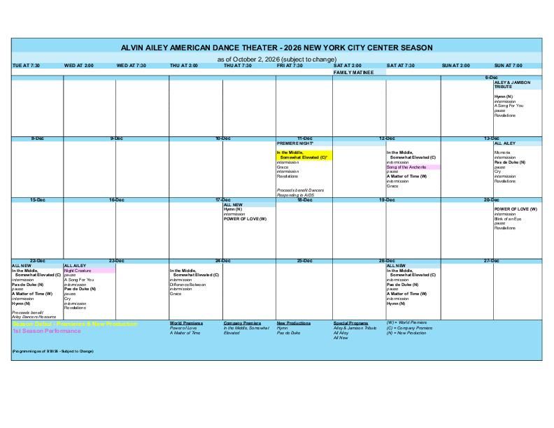 AILEY 2026 New York City Center Calendar viii