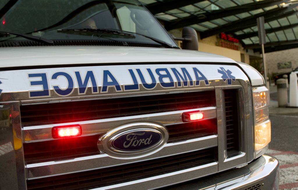 closeup of front of an ambulance