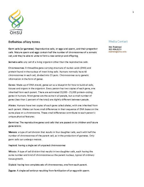 Germline editing: Definition of key terms