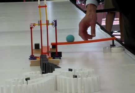 VIDEO: Dominos falling at Knight Cancer Challenge Community Celebration