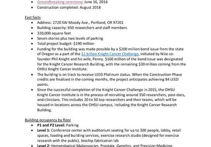 Fact Sheet- Knight Cancer Research Building (PDF)