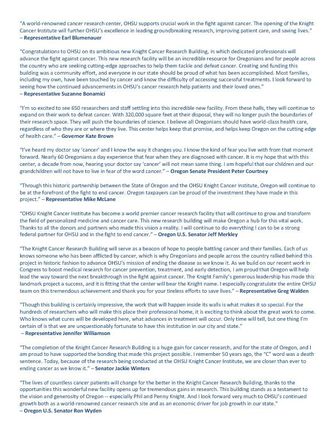 Knight Cancer Research Building opening - elected offical quotes (PDF)