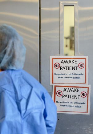 Awake craniotomy with language mapping