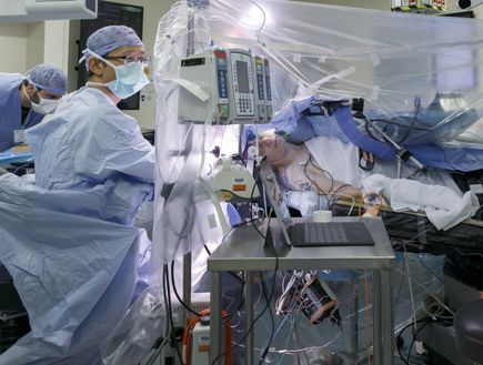 Awake craniotomy with language mapping