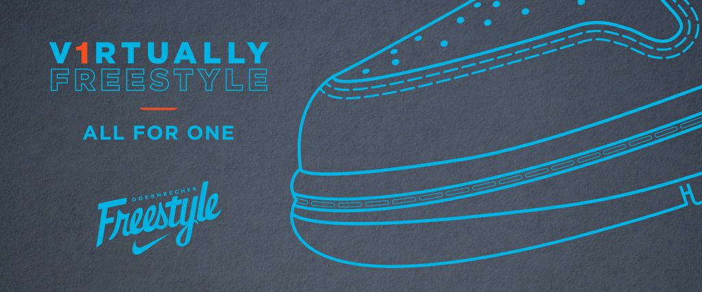 Virtually Freestyle event logo with graphic outline of a sneaker.