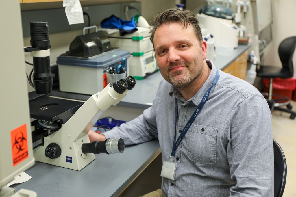 Nearly $4.7 million in new National Institutes of Health funding is helping OHSU scientist Daniel Streblow, Ph.D., advance an experimental Chikungunya antiviral drug he has been developing since 2015. Research funded by this new grant could lead the compound to be evaluated in humans for the first time by the end of 2027. (OHSU/Christine Torres Hicks)