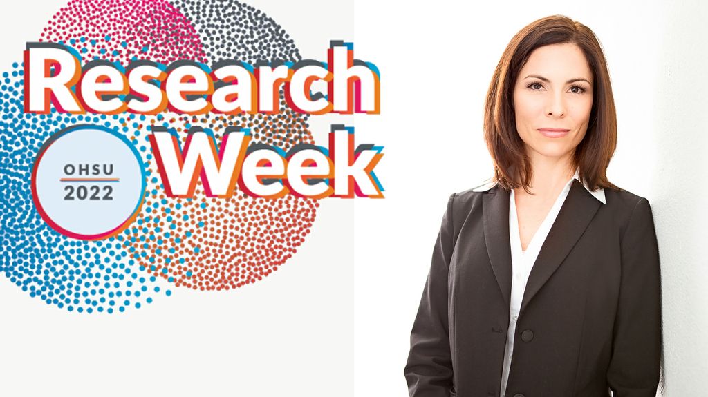 Kathleen Carlson, Ph.D. (OHSU) against a white background and "Research Week" logo to the left.