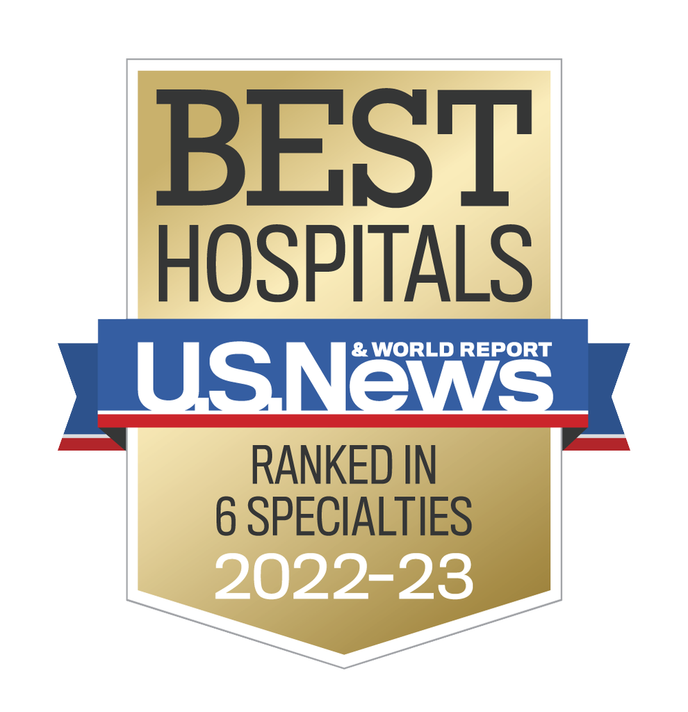 OHSU Hospital Badge -Ranked in 6 Specialties 2022-23