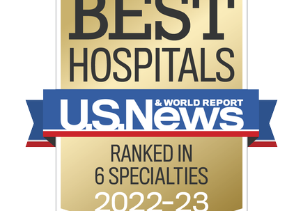 OHSU Hospital Badge -Ranked in 6 Specialties 2022-23