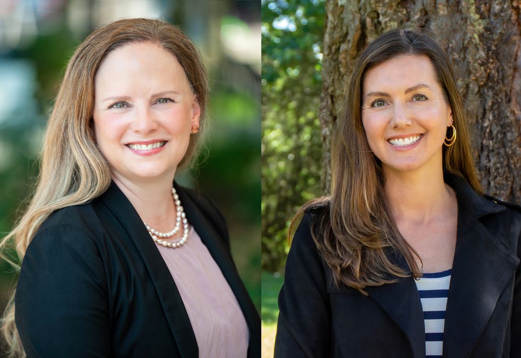 Quin Denfeld, Ph.D., RN, FAHA, right, and Ellen Tilden, Ph.D., CNM, RN, FACNM, left.
