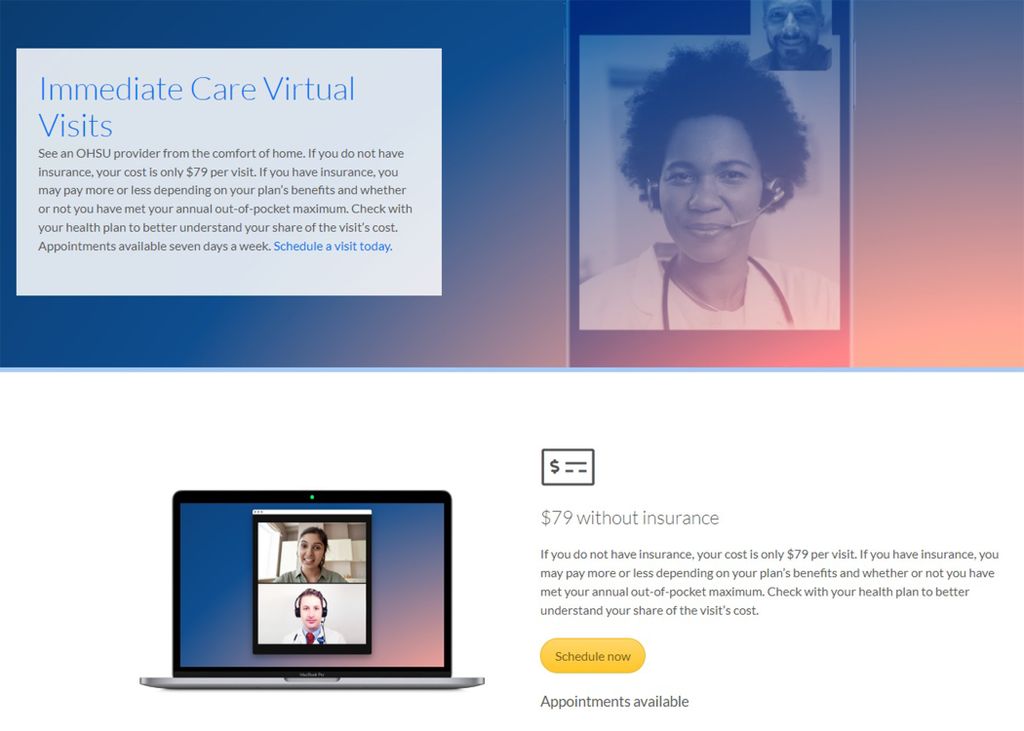 Oregon Health & Science University’s virtual immediate care program&nbsp;ballooned beginning with the onset of the COVID-19 pandemic. In March of 2020, the total number of monthly visits nearly quadrupled from the previous month, to almost 800. (OHSU)