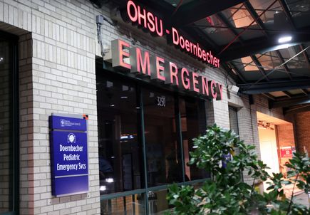 OHSU Emergency Department Exterior at Night