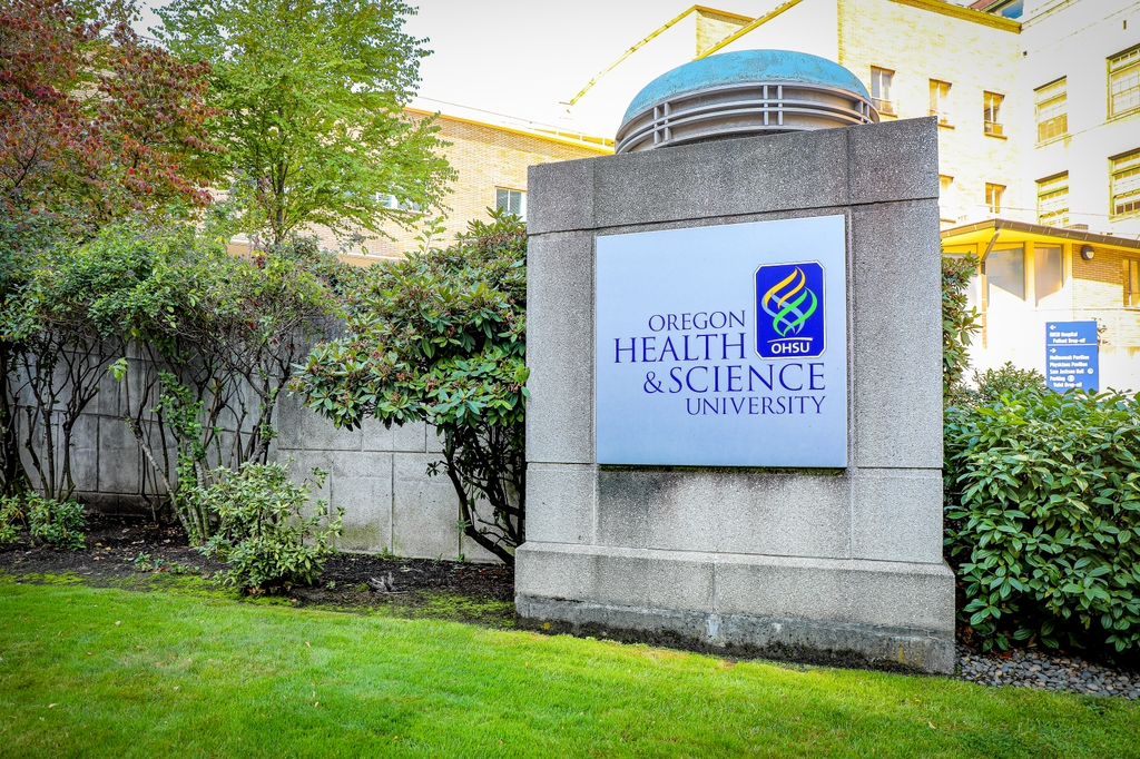 Oregon Health & Science University sign. Three Oregon Health & Science University faculty were selected last year to be Fulbright Scholars, making OHSU a top-producing institution for international opportunities in the advancement of health care. (OHSU/Christine Torres Hicks)