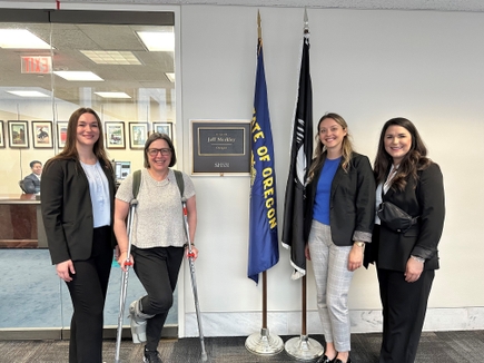 OHSU Hemostasis and Thrombosis Center group visits D.C - of alternate funding programs on patients, payers and taxpayers. In this photo, left to right: Eleanor Carrick, administrator; Susan Lattimore, research nurse; Leah Hueser, factor program manager; and Taryn Johnson, program director of the Hemostasis and Thrombosis Center.