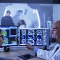 Ramon Barajas, Jr., M.D., in lab
