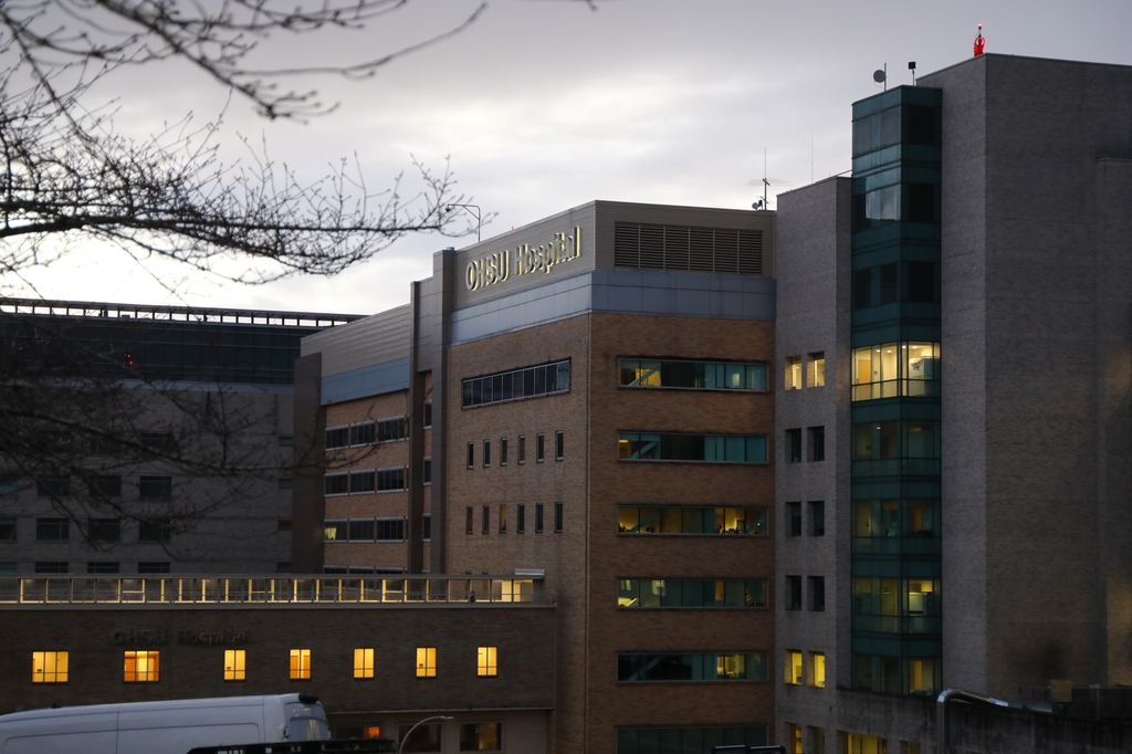 OHSU Hospital early winter morning