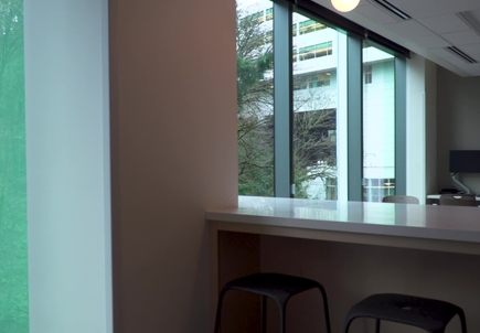 Left to right break room - back view
