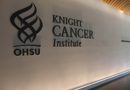 B-roll: Knight Cancer Institute signage indoors